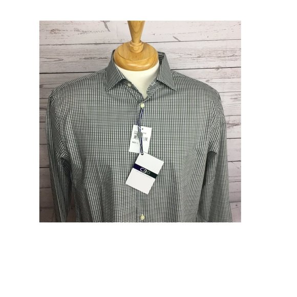 Men's Shirt Thomas Dean Green Heather Plaid Long Sleeve Size: M - Picture 7 of 7